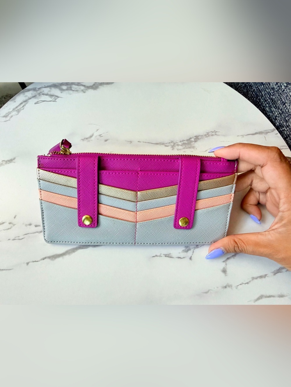 Neiman Marcus Multicolor Zippy and Card Slim Wallet